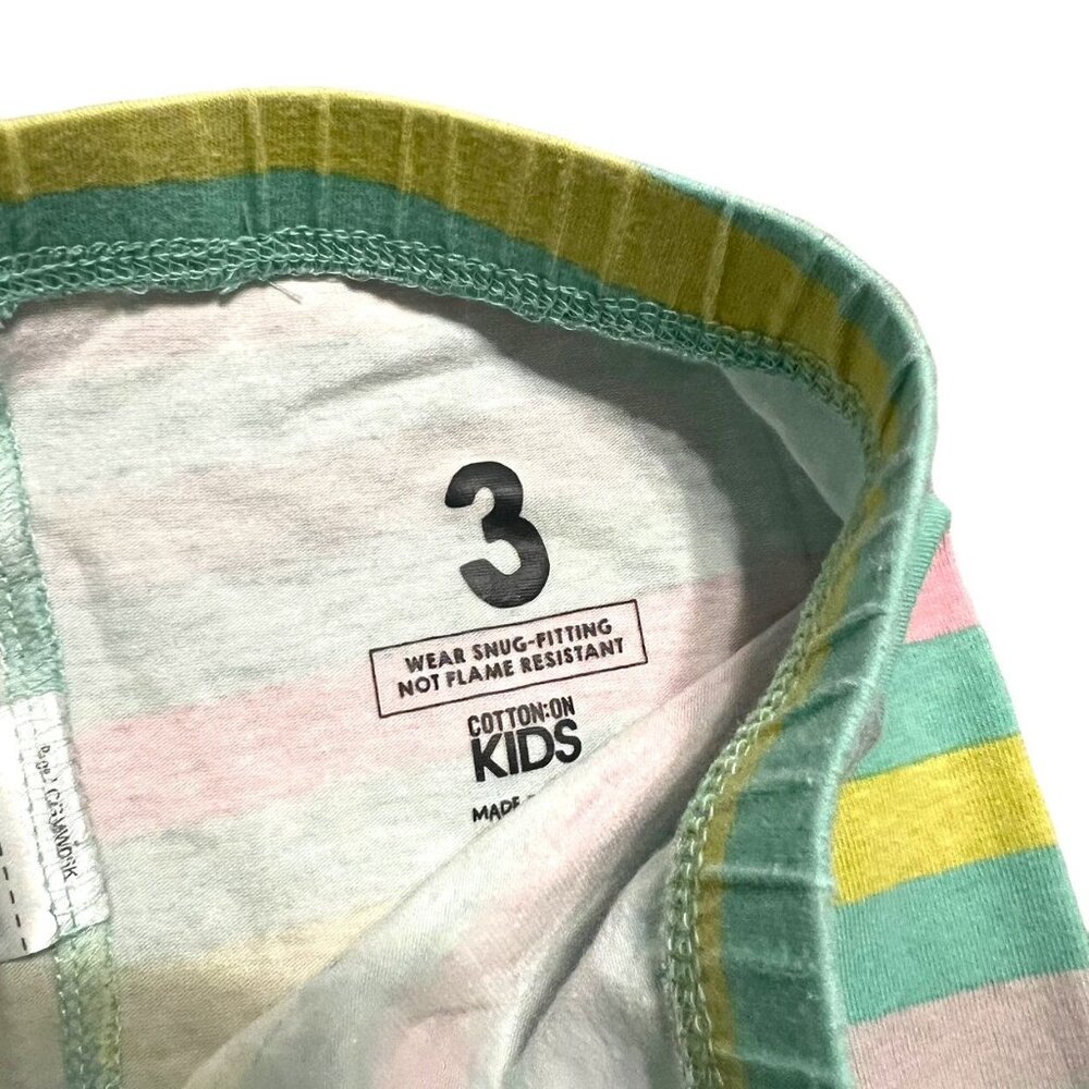 Cotton On Sz 3 Unicorn Rainbow Flowers Pajamas - Picture 7 of 9